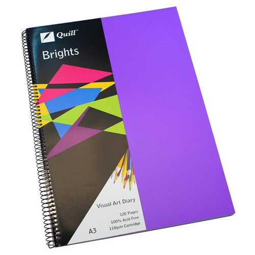 Quill Visual Art Diary PP 110gsm A3 120 Pages Dark Purple Pack of 5
