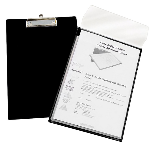 Colby Polypropylene Clipboard with Pocket A4 Black