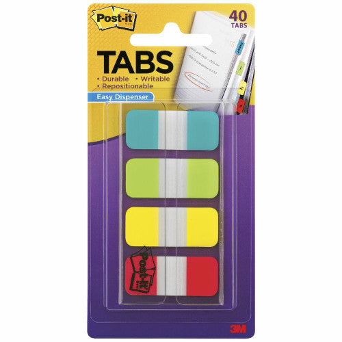 Post-it Durable Tabs Aqua Lime Yellow Red 15 x 38mm 676-ALYR