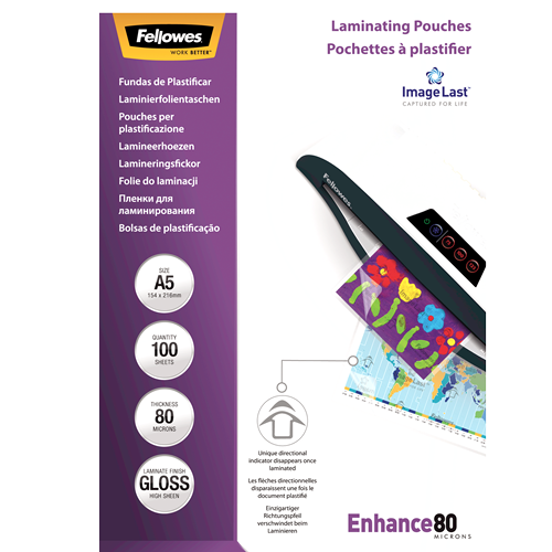Fellowes ImageLast A5 80 Micron Laminating Pouch Pack 100