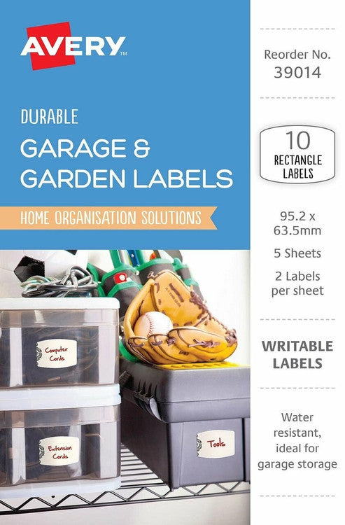 Avery White with Floral Details Rectangle Removable Durable Labels 10 Pack 95.2 x 63.5mm