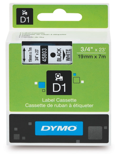 Dymo D1 Label Tape 19mm x 7m Black on White