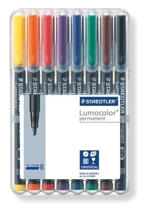 Staedtler Lumocolor Permanent Pen Broad Wallet 8 Assorted 314 WP8