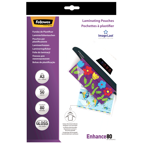 Fellowes ImageLast A3 80 Micron Laminating Pouch Pack 50