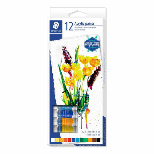 Staedtler 8500 C12 Acrylic Paint Box of 12 Assorted Colours