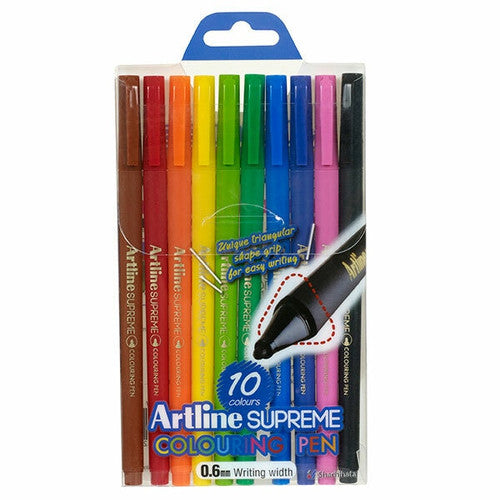 Artline Supreme Fineliner Pen 0.6mm Assorted Pack of 10