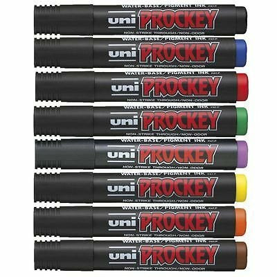Uni Prockey PM-1228C Permanent Marker 1.8mm Bullet Tip Assorted Wallet of 8