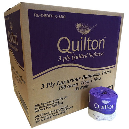 Quilton Toilet Paper Rolls 3 Ply Sheet Carton of 48