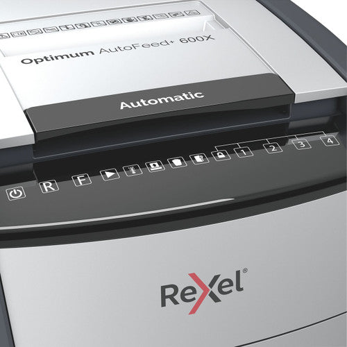 Rexel Optimum AutoFeed+ 600X Cross Cut Paper Shredder Black