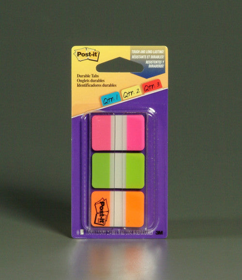 Post-it Durable Tabs Pink Green Orange 25 x 38mm 686-PGOT