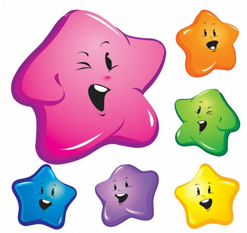 Avery Merit Stickers Star Face 30mm Metallic Assorted Colours Pack 50