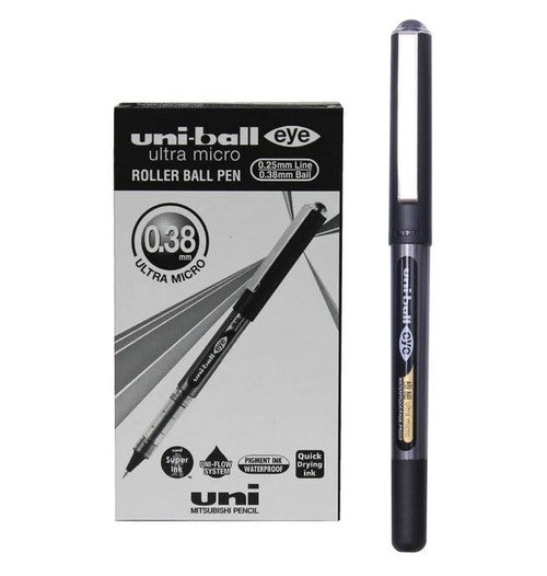 Uni-Ball Eye Rollerball Pen 0.38mm Black Box of 12
