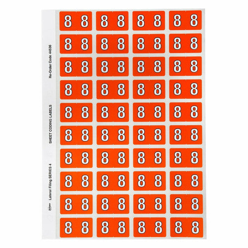 Avery Numeric 8 Side Tab Colour Coding Labels 25 x 42mm 240 Pack
