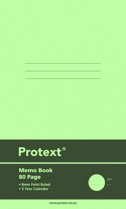 Protext Memo Book 165x100mm 80 Page Ruled Polypropylene Cover Assorted Colours Pack 20 — front cover