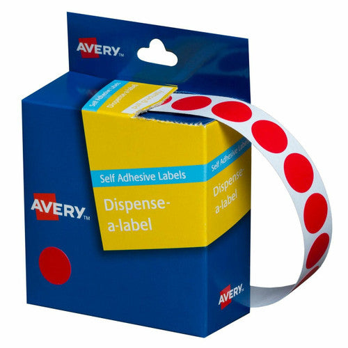 Avery Red Dispenser Labels Circle 14mm 1050 Pack