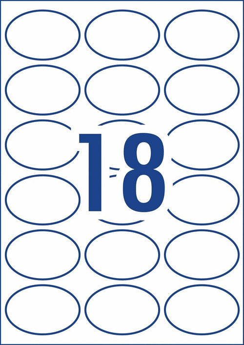 Avery Glossy White Oval Labels L7102 180 Pack 63.5 x 42.3mm 18UP