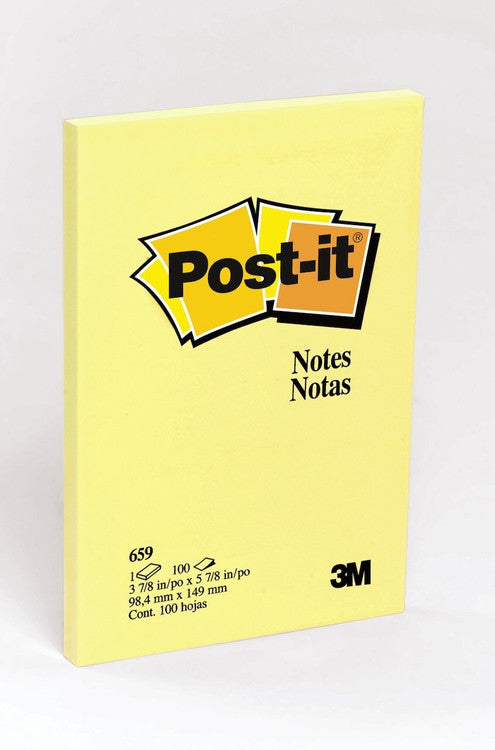 Post-it Notes Canary Yellow 101 x 152mm 100 Sheets Pack of 12 659
