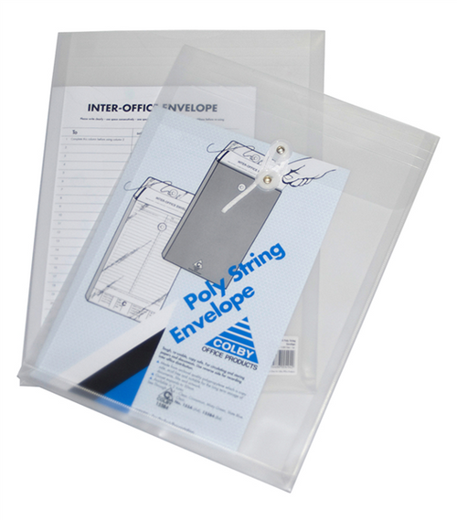 Colby 155B4 Polystring Envelope B4 30mm Gusset Clear Pack of 12