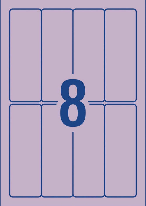 Avery Multi-Use Lavender Purple Coloured Labels 94 x 32mm Laser Inkjet Permanent 80 Labels 10 Sheets