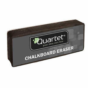 Quartet QTBBERA blackboard duster, a black eraser block with a grey label reading Chalkboard Eraser under the Quartet logo, on a white background