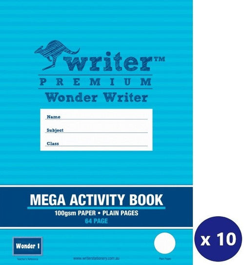 Writer Premium Wonder Writer A4 64 Page Plain 100gsm Activity Book Pack 10 — front cover