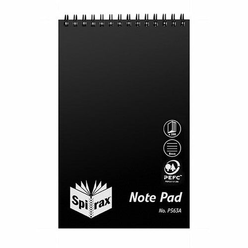 Spirax Polypropylene Reporters Notebook Top Opening 200 x 127mm 200 Pages Black