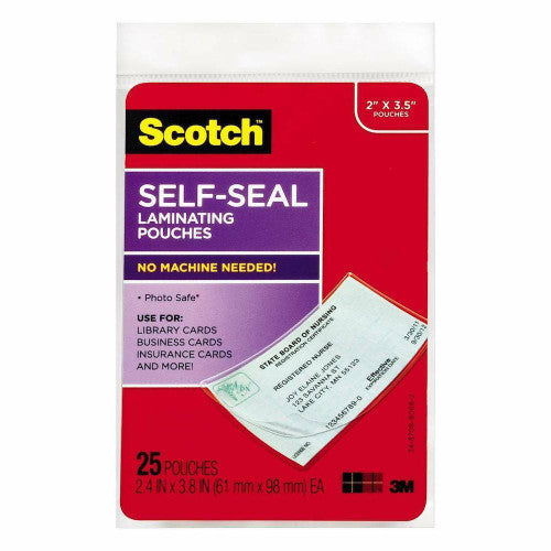 Scotch LS851G Laminating Pouches Self Seal Business Card 61 x 98mm