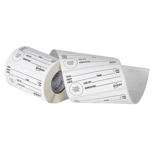 Avery Shelf Life Labels Removable White Black 500 Labels