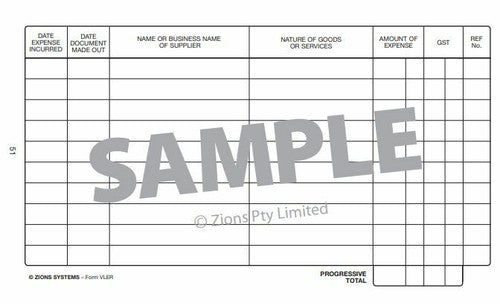 Zions Pocket Vehicle Log and Expenses Record Book