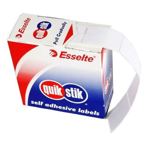 QuikStik Removable Adhesive Label Dispenser Rectangle 24 x 40mm White Pack of 375