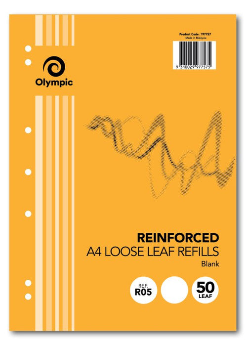 Olympic Loose Leaf Refill Reinforced A4 Blank 50 Leaf