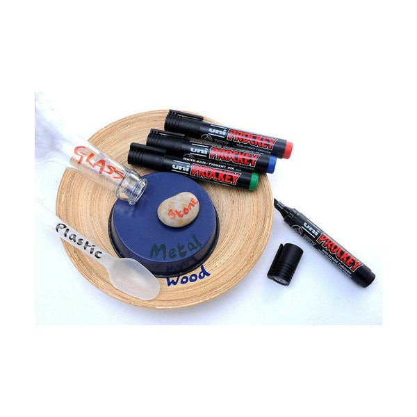 Uni Prockey PM-1228C Permanent Marker 1.8mm Bullet Tip Assorted Wallet of 8