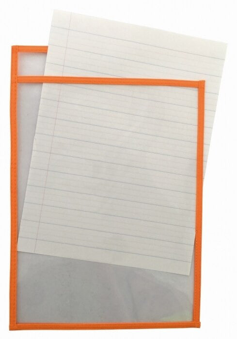 Protext Rewritable Student Pocket A4 Clear Assorted Colour Trim with Marker Pack of 10