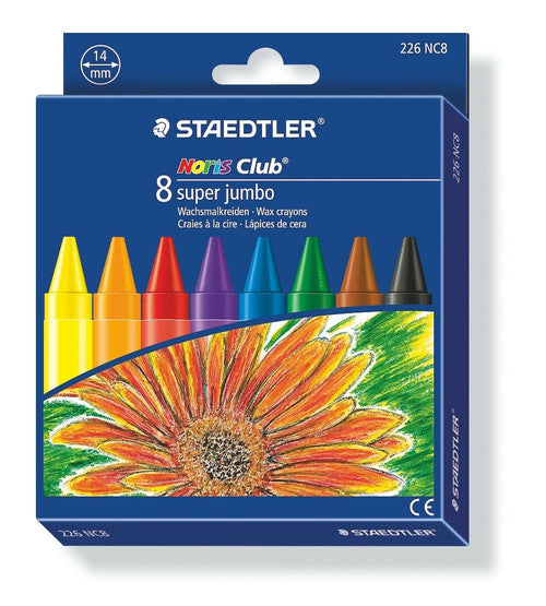 Staedtler Noris Club Super Jumbo Wax Crayons Box of 8 Assorted Colours 226 NC8