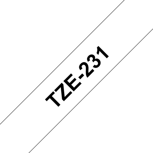 Brother TZe Tape 12mm Black on White TZE231