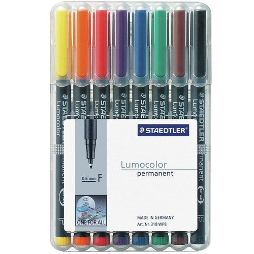 Staedtler Lumocolor Permanent Pen Fine Assorted Wallet of 8 318 WP8