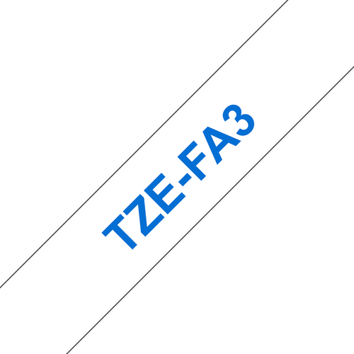 Brother TZe Fabric Iron Tape 12mm Blue on White TZEFA3