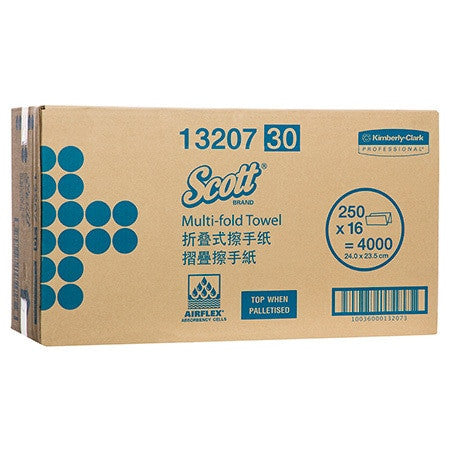 Scott Multifold Hand Towel White 250 Sheets Pack of 16