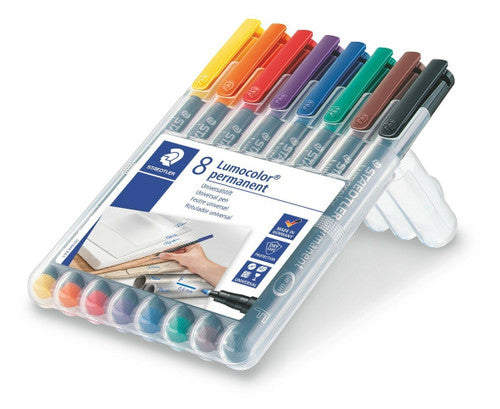 Staedtler Lumocolor Permanent Pen Fine Assorted Wallet of 8 318 WP8