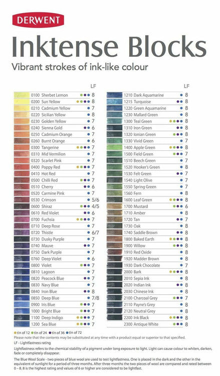 Derwent Inktense Blocks Assorted Tin of 72