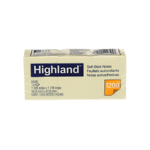 3M Highland Yellow Notes 36mm x 48mm 100 Sheets Per Pad 12 Pack