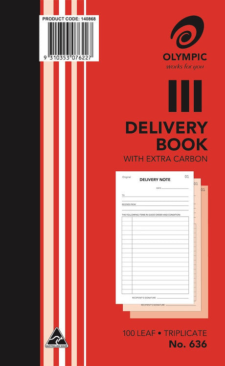 Olympic Delivery Book 636 Carbon Triplicate 100 Leaf 200 x 125mm