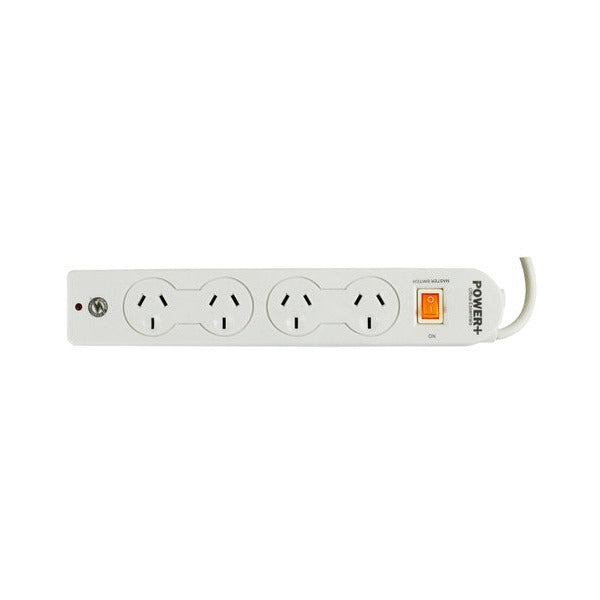 Italplast Power Board 4 Outlet with Master Switch, Surge and Overload White