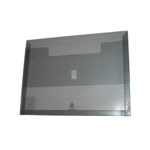 Colby 325A-SMOKE translucent grey A4 Polywally wallet, closed, with the hook and loop tab on the flap and Colby 325A Polywally printed near the base