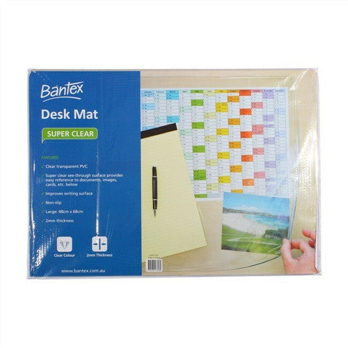 Bantex Desk Mat Transparent PVC Super Clear Large 650 x 480mm