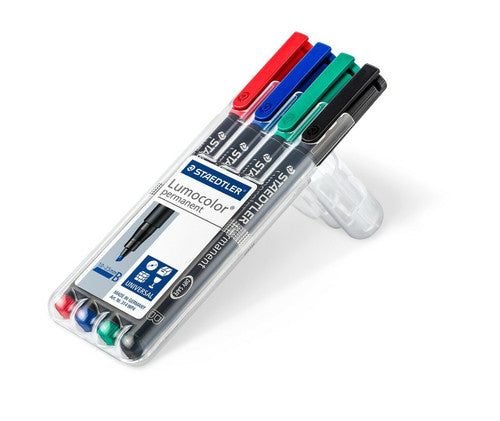 Staedtler Lumocolor Permanent Pen Broad Assorted Wallet of 4 314 WP4