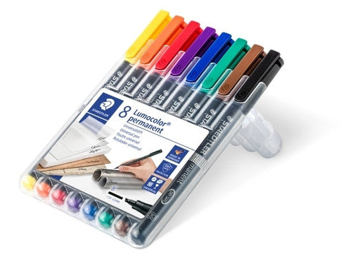 Staedtler Lumocolor Permanent Pen Broad Assorted Wallet of 8 314 WP8