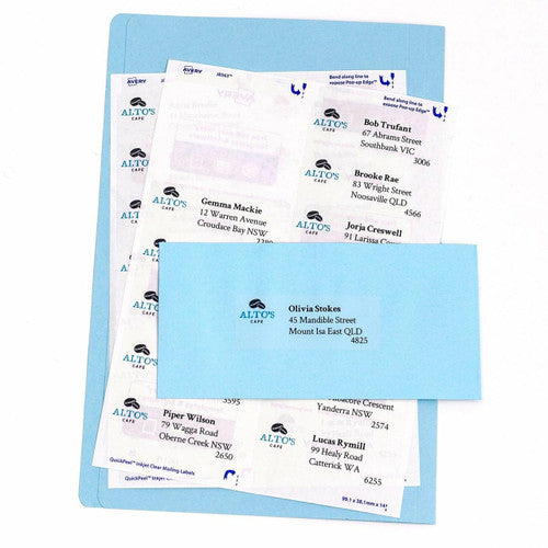 Avery Clear with Matt Finish Address Labels J8563 350 Pack 99.1 x 38.1mm 14UP