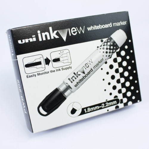 Uni Inkview Whiteboard Marker Bullet Tip 1.8mm Black Box of 12
