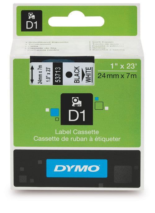 Dymo D1 Label Tape 24mm x 7m Black on White